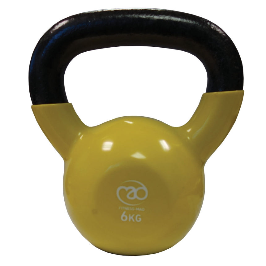 Fitness Mad Vinyl Covered 6kg Kettlebell Yellow 6kg