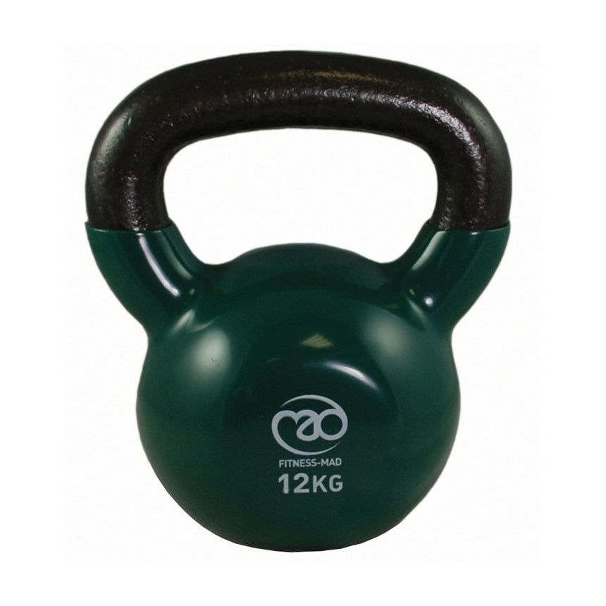 Fitness Mad Vinyl Covered 12kg Kettlebell Green 12kg