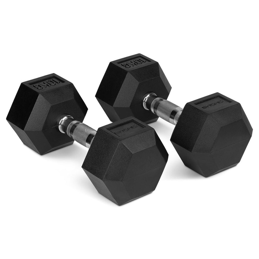 Bytomic Rubber 10kg Hexagon Dumbbell Set