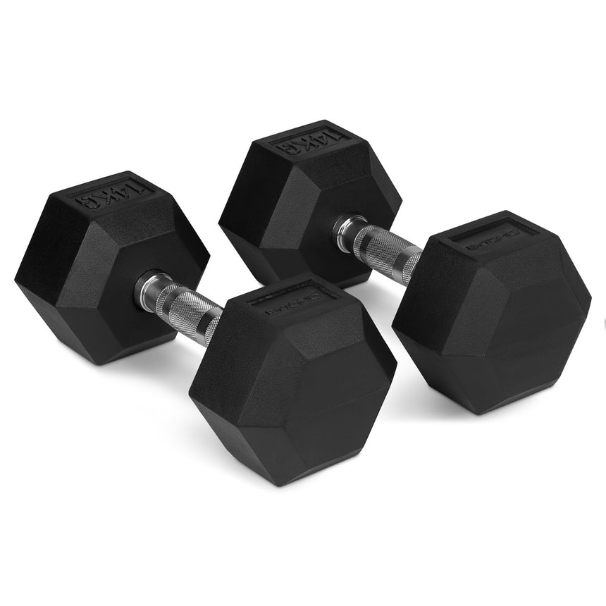 Bytomic Rubber 14kg Hexagon Dumbbell Single