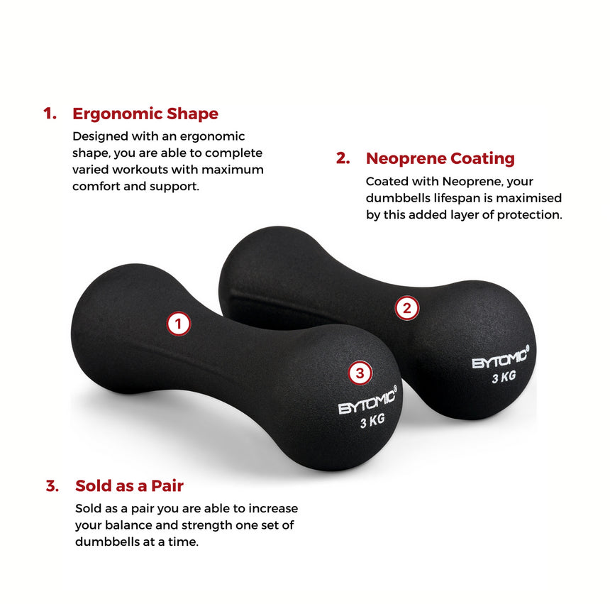 Bytomic Neoprene 3kg Dumbbells