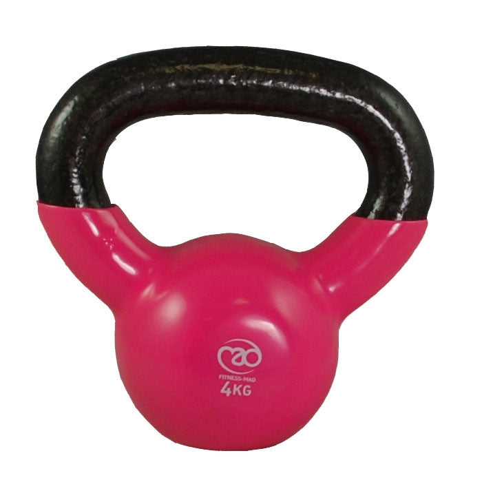 Fitness Mad Vinyl Covered 4kg Kettlebell Pink 4kg
