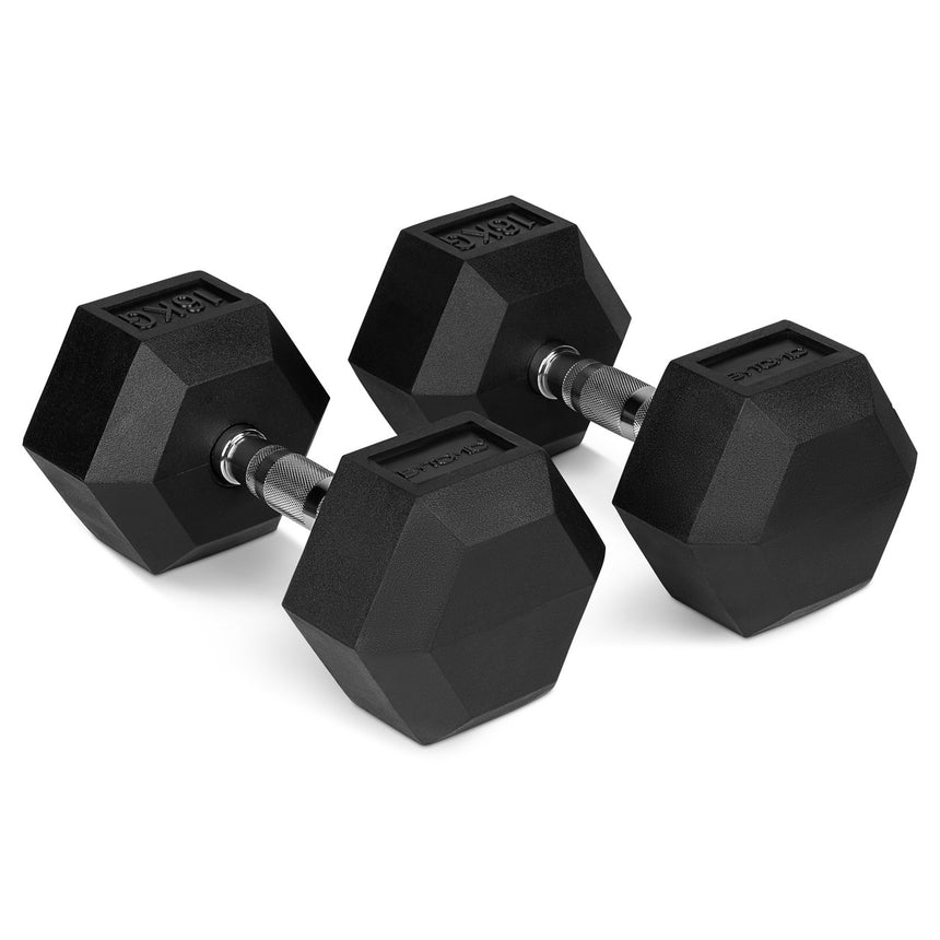 Bytomic Rubber 16kg Hexagon Dumbbell Single
