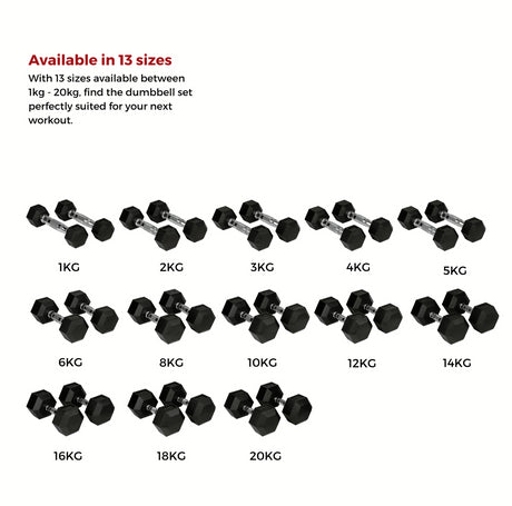 Bytomic Rubber 20kg Hexagon Dumbbell Single