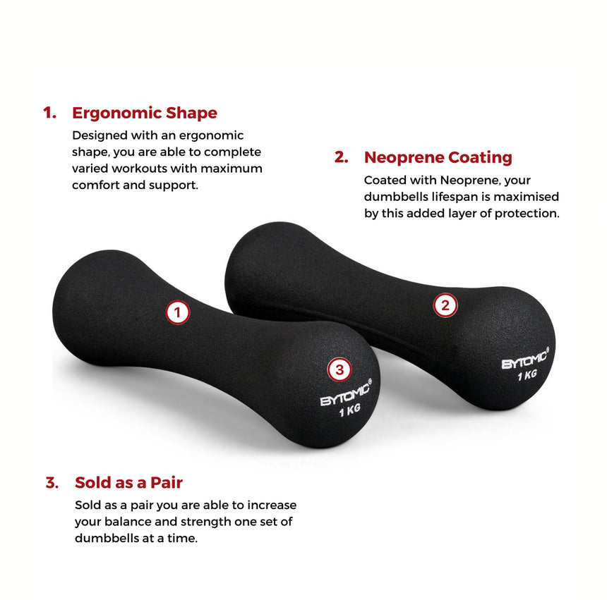 Bytomic Neoprene 1kg Dumbbells