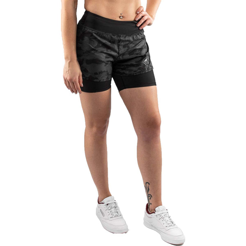 Venum Defender Womens Hybrid Compression Shorts Black-Black