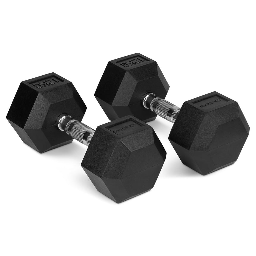 Bytomic Rubber 12kg Hexagon Dumbbell Single