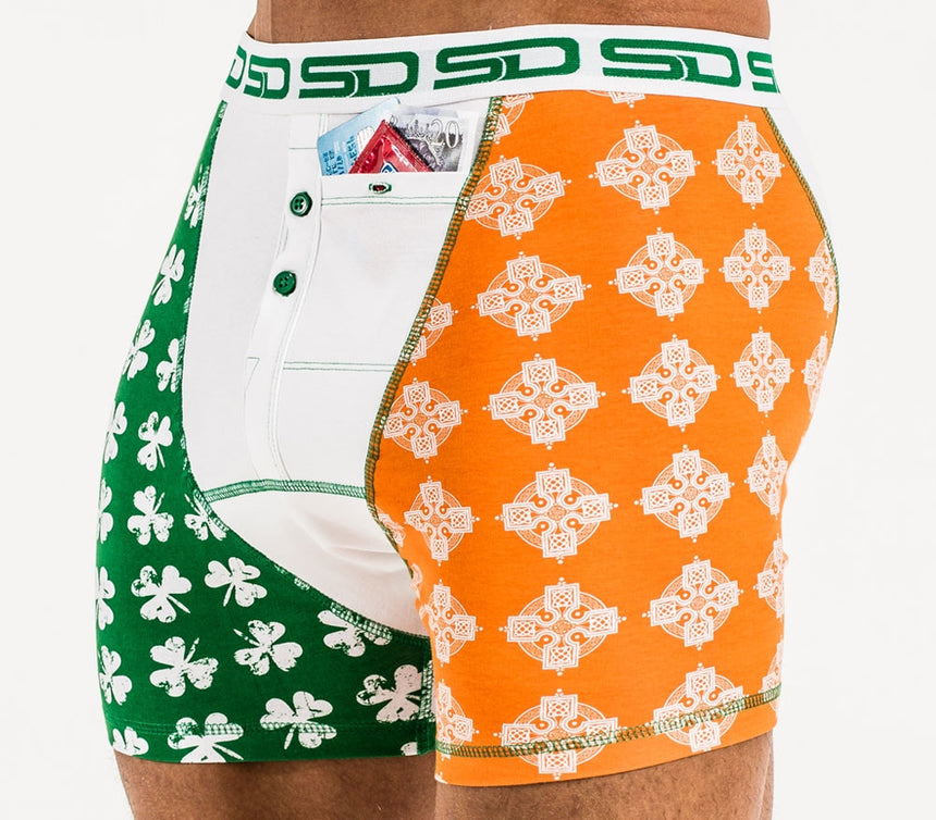 Smuggling Duds Irish Mens Boxer Shorts White