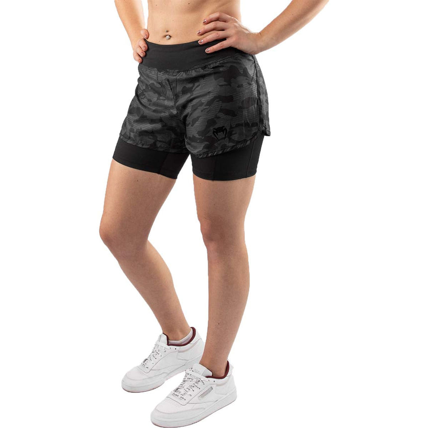 Venum Defender Womens Hybrid Compression Shorts Black-Black