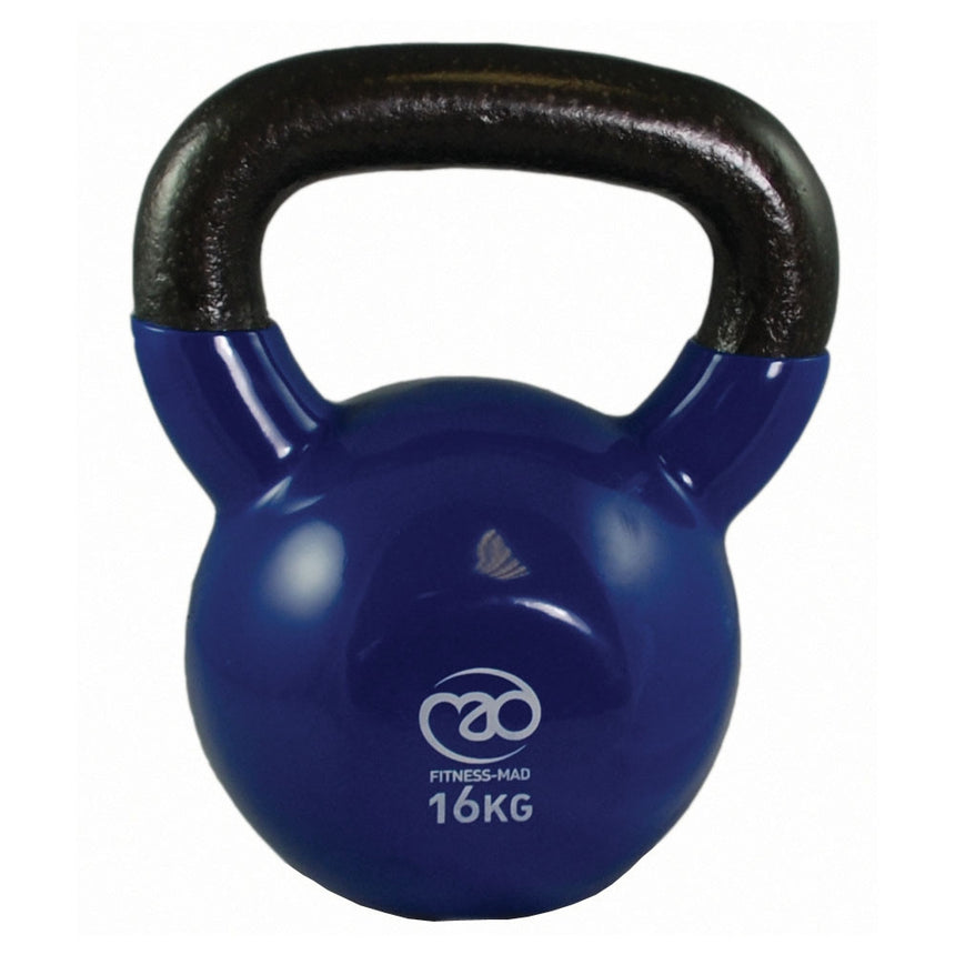 Fitness Mad Vinyl Covered 16kg Kettlebell Blue 16kg